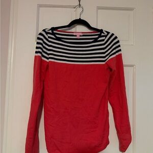 Lilly Pulitzer Striped Coral and Navy Long Sleeve Top